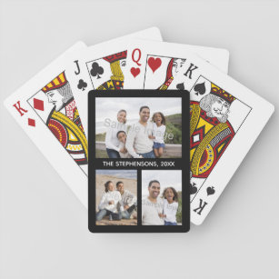 Three Photo Family/Pet Collage Keepsake Gift Playing Cards