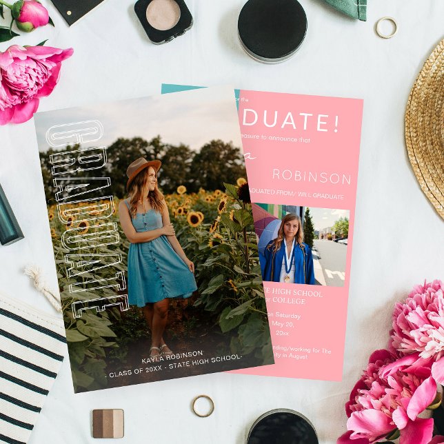 Three Photo Fun Type Graduate Announcement V3 (Creator Uploaded)