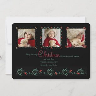 Three Photo Holiday Card Black