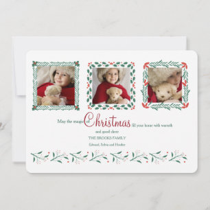 Three Photo Holiday Card White