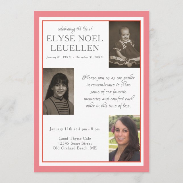 three photo memorial cards (Front)