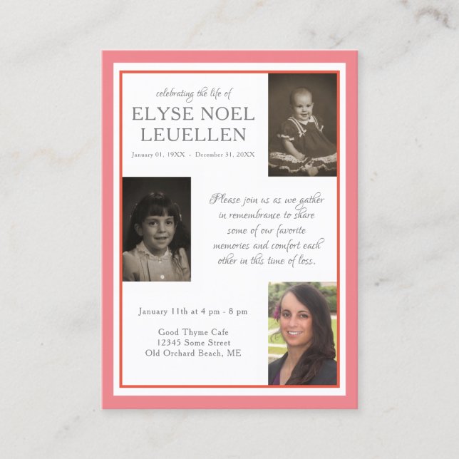 three photo memorial cards (Front)