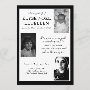 three photo memorial cards