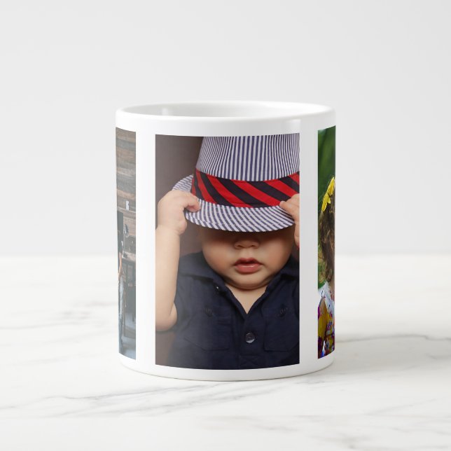 Three Photo Personalized Custom Large Coffee Mug (Front)