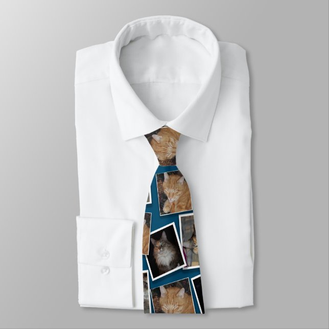 Three Photo Pet Photography Pattern Tie (Tied)