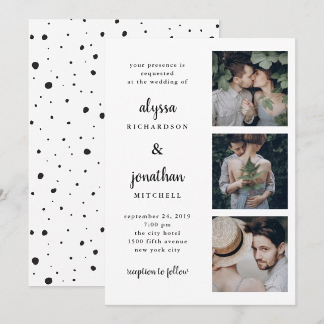 Three Photo | Simple and Modern Wedding Invitation (Front/Back)