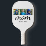 Three Photo Sports Mom  Pickleball Paddle<br><div class="desc">Three Photo Sports Mom Pickleball Paddle 
Customize this fun pickleball paddle with your three favorite family photos for a great gift for Mom.</div>