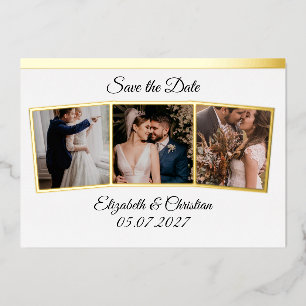 Three Photos Collage Elegant Save The Date