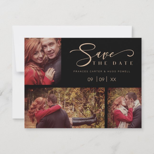 Three Photos Collage Minimalist Modern Wedding  (Front)