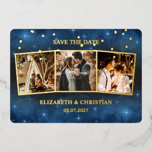 Three Photos Galaxy Overlay Save The Date Foil Inv