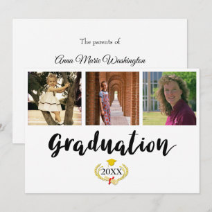 Three photos High School Graduation Announcement