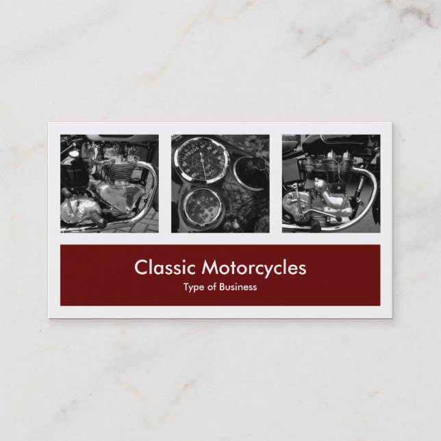 Three Photos Plus One - Dark Maroon Business Card (Front)