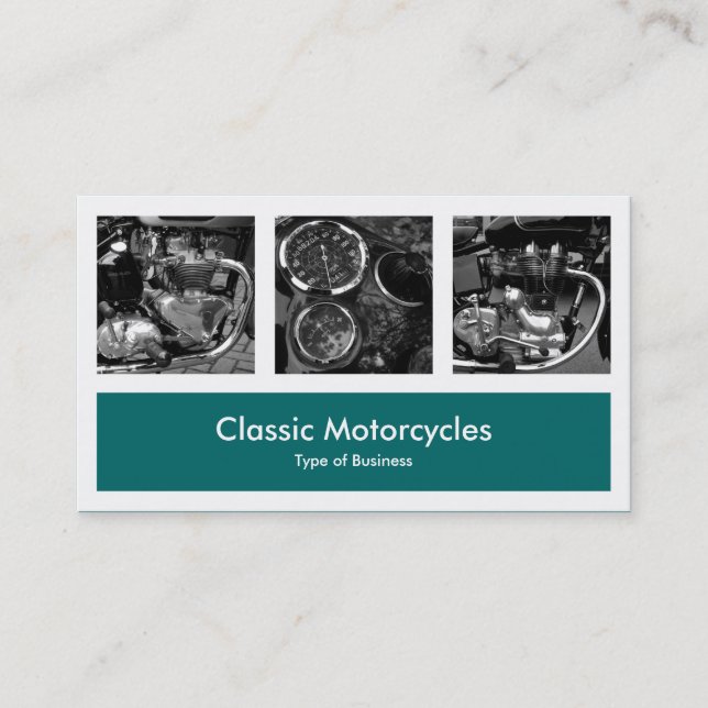 Three Photos Plus One - Moss Green Business Card (Front)