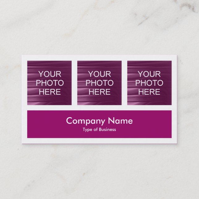 Three Photos Plus One - Plum Business Card (Front)