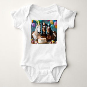Three Piebald Horses Birthday Party, Baby Bodysuit