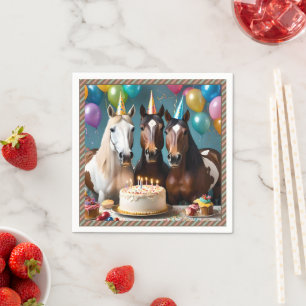Three Piebald Horses Birthday Party, Napkin