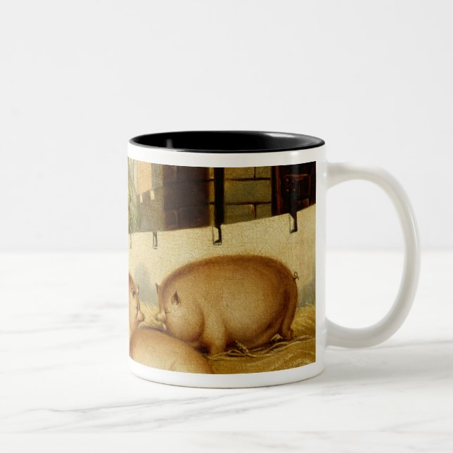 Three Pigs with Castle in the Background Two-Tone Coffee Mug (Right)