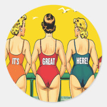 Three Pin-up Girls from Behind, Beach Humour, Funn