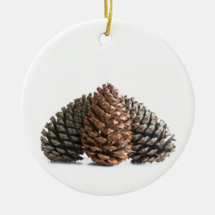 Three pinecones ceramic ornament