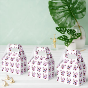Three pink and black ladybug with stars favor box