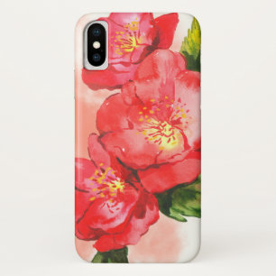 Three Pink and Red Watercolor Roses iPhone X Case
