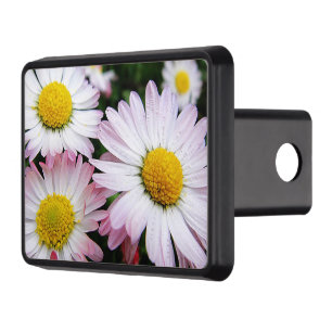 Three pink and white daisies trailer hitch cover