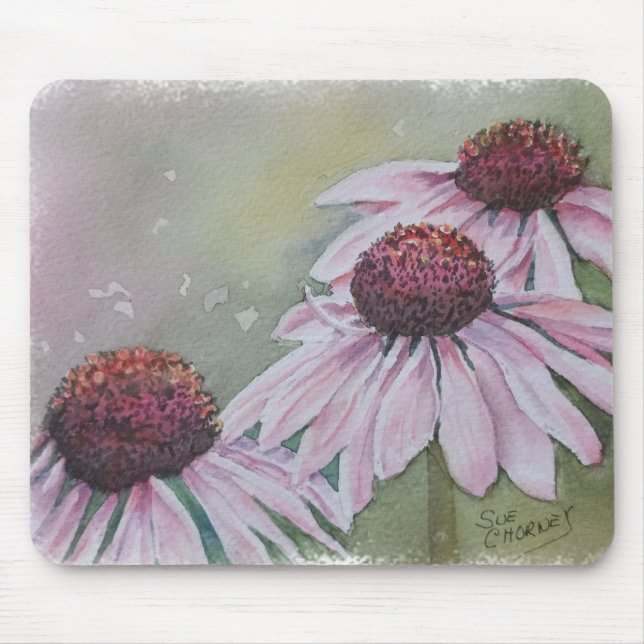THREE PINK DAISIES CLASSIC MUG MOUSE PAD (Front)