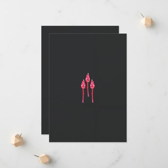 Three pink flowers with a black background announcement (Front/Back In Situ)