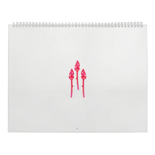 Three pink flowers with a black background calendar