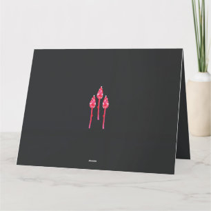 Three pink flowers with a black background thank you card