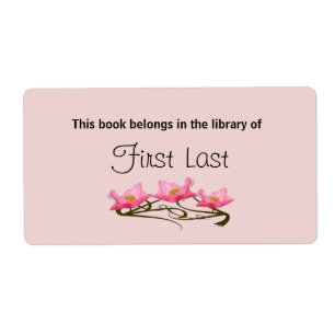 Three Pink Poppies Border Bookplate