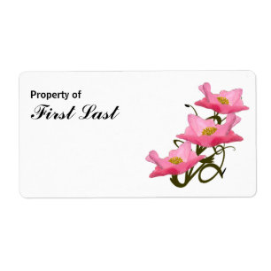 Three Pink Poppies Border Bookplate