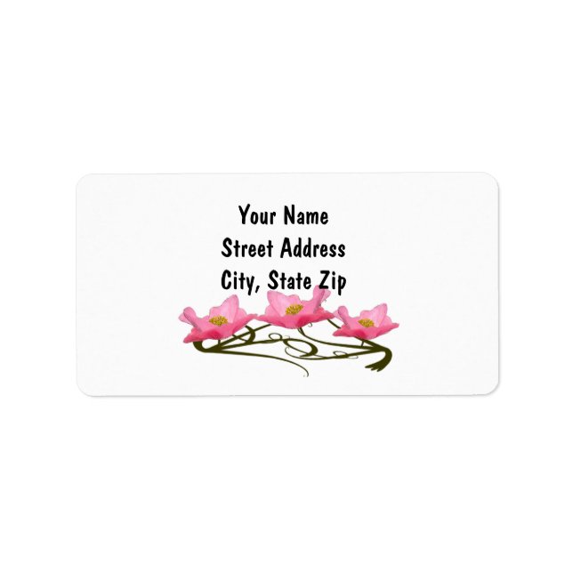 Three Pink Poppies Photo Border Template Label (Front)