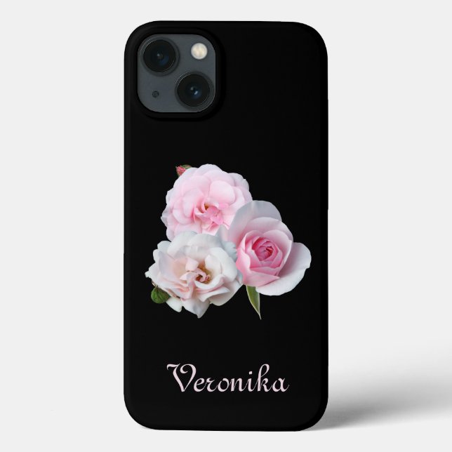 Three pink roses. Add text. Case-Mate iPhone Case (Back)