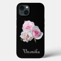 Three pink roses. Add text.