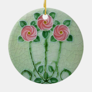 Three Pink Roses Thunder_Cove  Ceramic Ornament