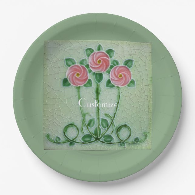 Three Pink Roses Thunder_Cove  Paper Plate (Front)