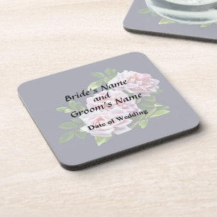 Three Pink Roses With Leaves Coaster