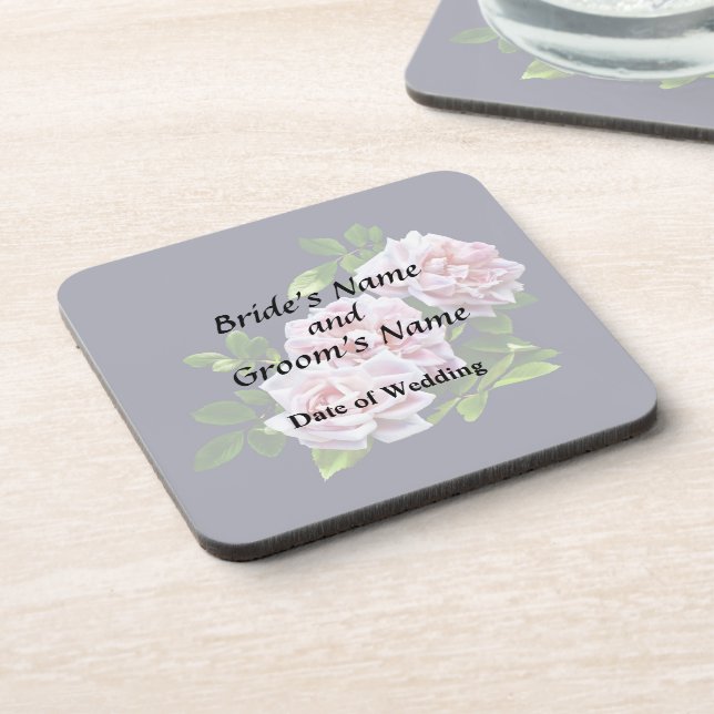 Three Pink Roses With Leaves Coaster (Left Side)