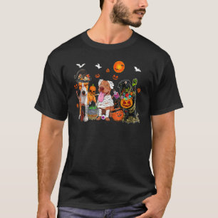 Three Pit Bull Dogs Witch Scary Mummy Halloween T-Shirt
