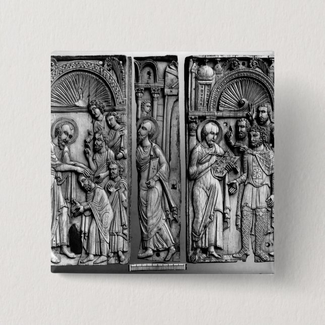 Three Plaques from the throne 2 Inch Square Button (Front)