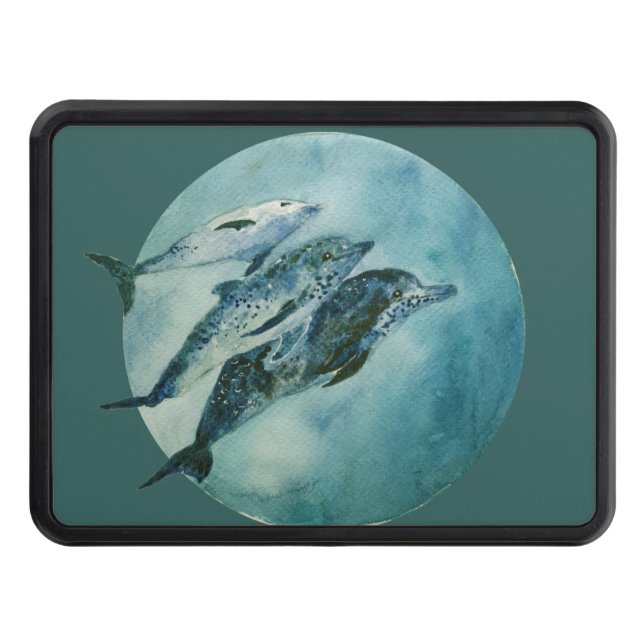 Three Playful Dolphins   Trailer Hitch Cover (Front)