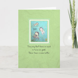 Three PolyorchisJellyfish Triplet to Sibs Birthday Card