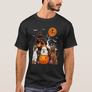 Three Poodles Halloween Mummy Scary Witch With Pum T-Shirt