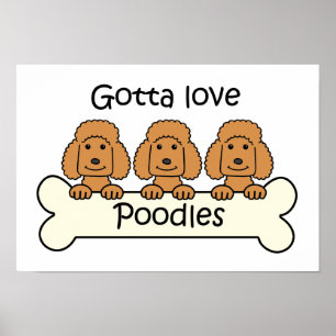 Three Poodles Poster
