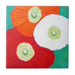 Three Poppies Painting Tile