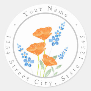 Three Poppies Watercolor Bouquet Labels