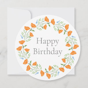 Three Poppies Watercolor Floral Wreath Card