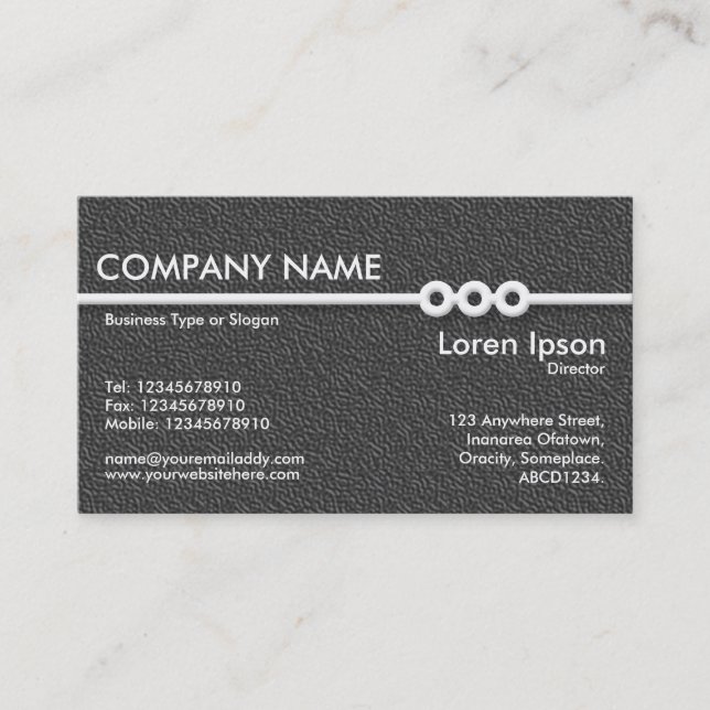Three Portholes Line - Dark Grey Texture Business Card (Front)