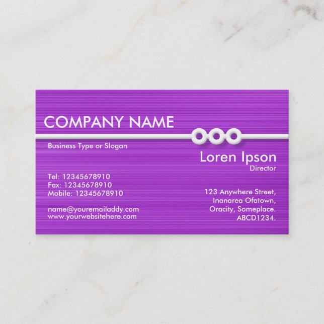Three Portholes Line - Purple Brushed II Business Card (Front)